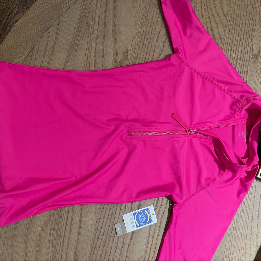 J. Crew Bright Hot Pink Long Sleeve Swim Top